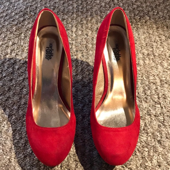 5 Inch Red Wedges Size 8 - Picture 2 of 8